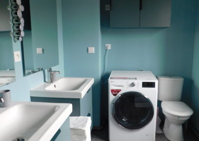 Salle de bain tendance vert gris