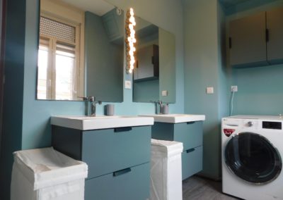 Salle de bain tendance vert gris