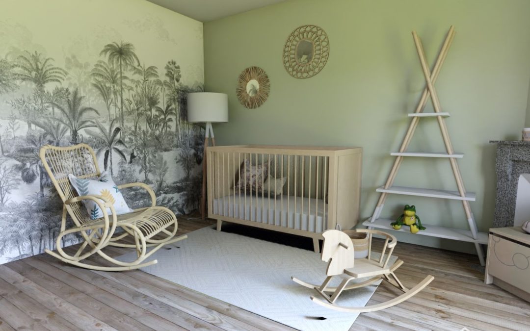 Mobilier de chambre de bébé essentiel nature blanc et bois