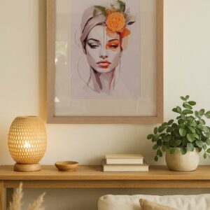 "Muse Florale" – Cadre 30x40 avec Portrait & Bougie Parfumée | Élégance Murale à Lille et ses environs