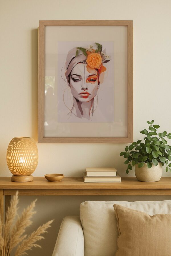 "Muse Florale" – Cadre 30x40 avec Portrait & Bougie Parfumée | Élégance Murale à Lille et ses environs