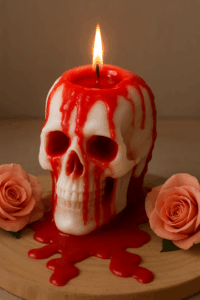Bougie tête de mort sanglante