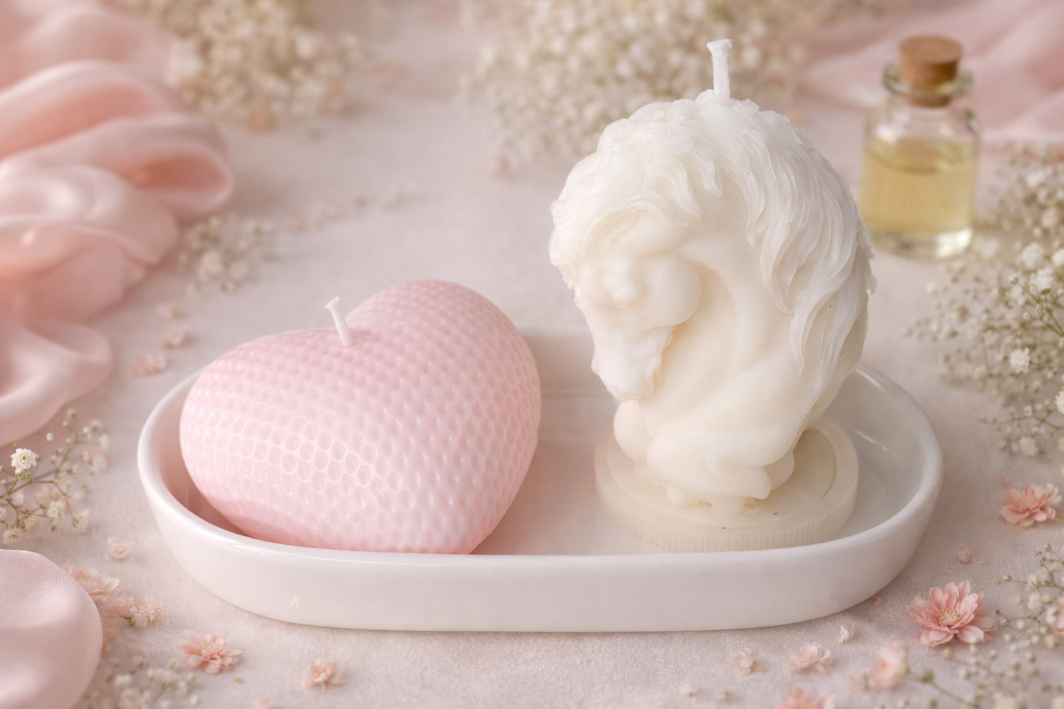 Bougie tête de cheval+coeur