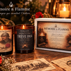 Coffret Duo Prestige Mémoire & Flamme | Grandes Bougies Mémorielles Immersives 14/18