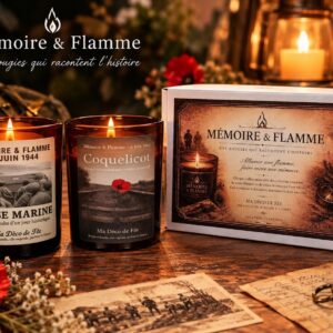 Coffret Duo Prestige Mémoire & Flamme | Grandes Bougies Mémorielles Immersives 39/45